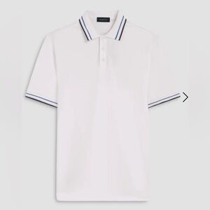 Bugatchi White Polo Shirt with Blue Accents